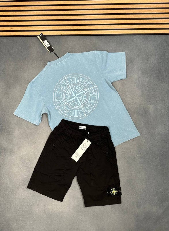 Stone Island Graphic Tee & Technical Swim Shorts Set AAA Quality Reps UK