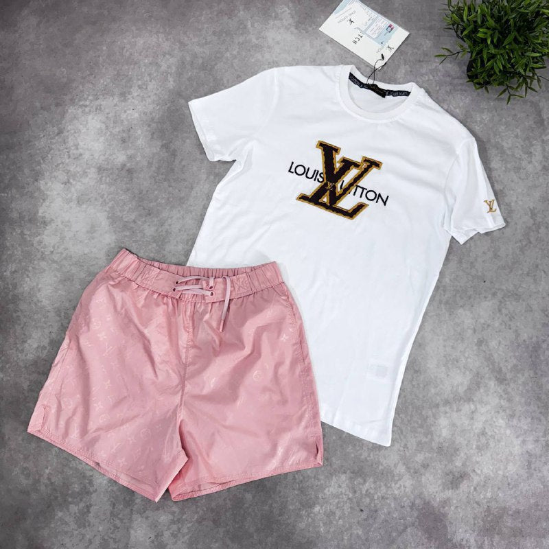 Louis Vuitton Men's Luxury Resort Wear Collection Monogram T-Shirts & Swim Shorts AAA Quality Reps UK