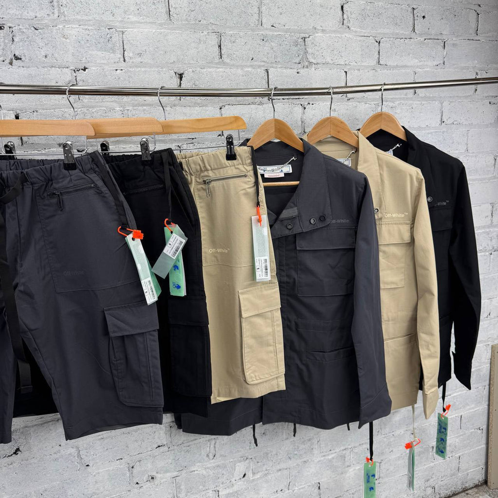 Off-White Men's Technical Canvas Field Jacket and Cargo Shorts Utility Set AAA Quality Reps UK