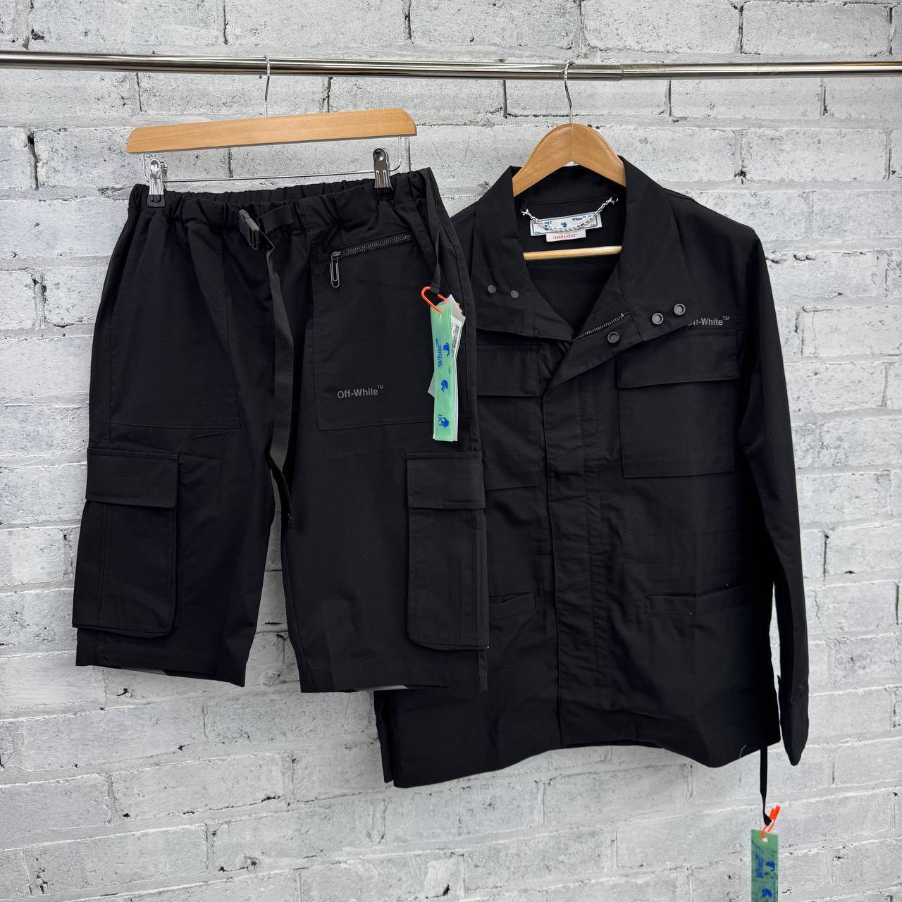 Off-White Men's Technical Canvas Field Jacket and Cargo Shorts Utility Set AAA Quality Reps UK