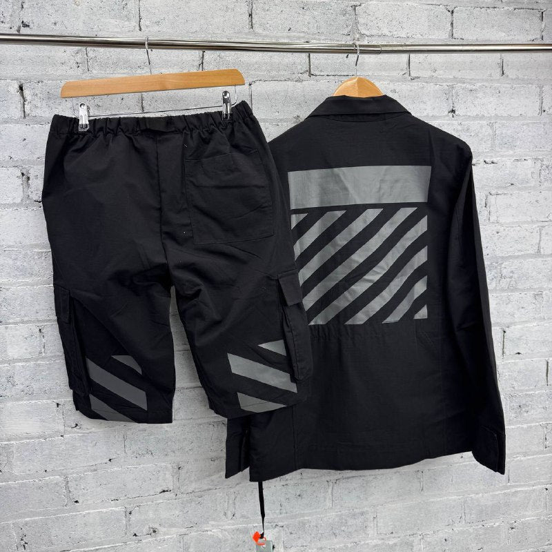 Off-White Men's Technical Canvas Field Jacket and Cargo Shorts Utility Set AAA Quality Reps UK