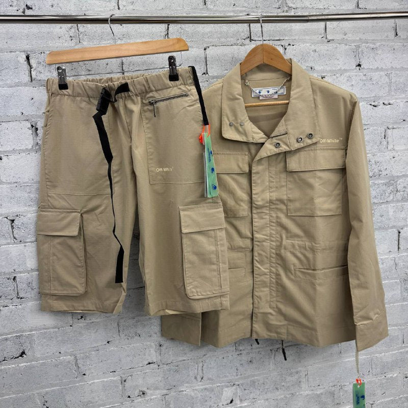 Off-White Men's Technical Canvas Field Jacket and Cargo Shorts Utility Set AAA Quality Reps UK