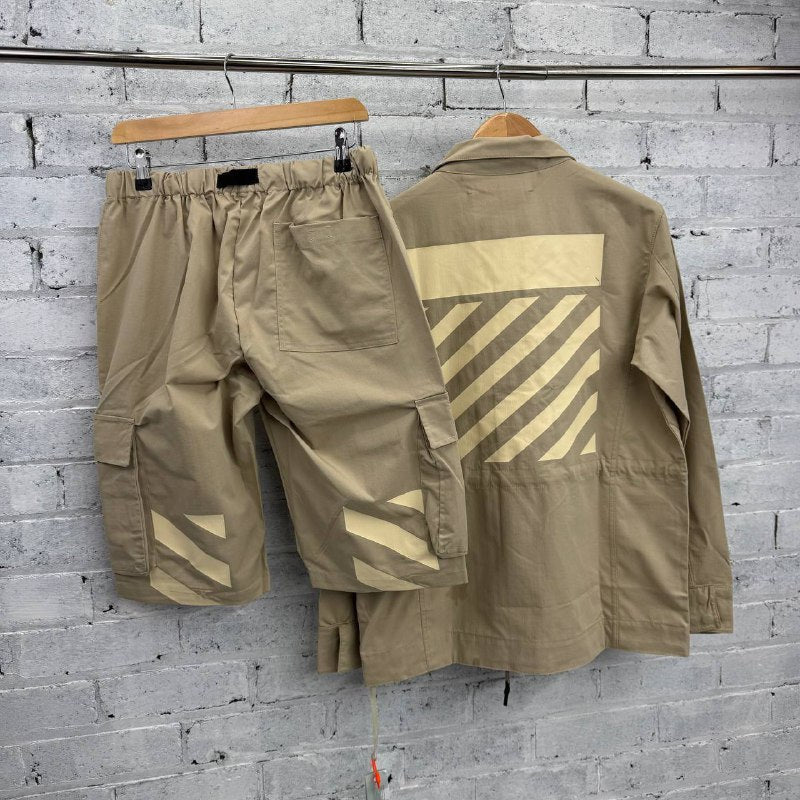 Off-White Men's Technical Canvas Field Jacket and Cargo Shorts Utility Set AAA Quality Reps UK