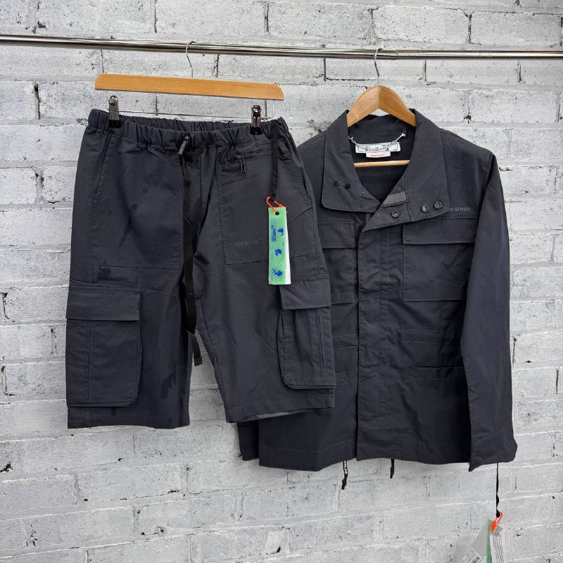 Off-White Men's Technical Canvas Field Jacket and Cargo Shorts Utility Set AAA Quality Reps UK
