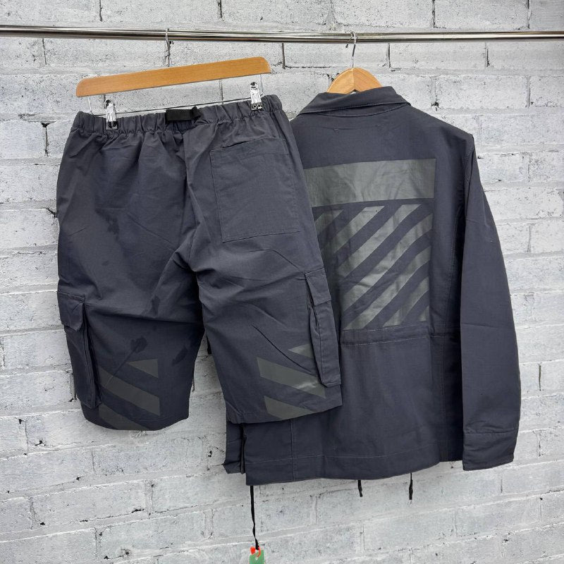 Off-White Men's Technical Canvas Field Jacket and Cargo Shorts Utility Set AAA Quality Reps UK