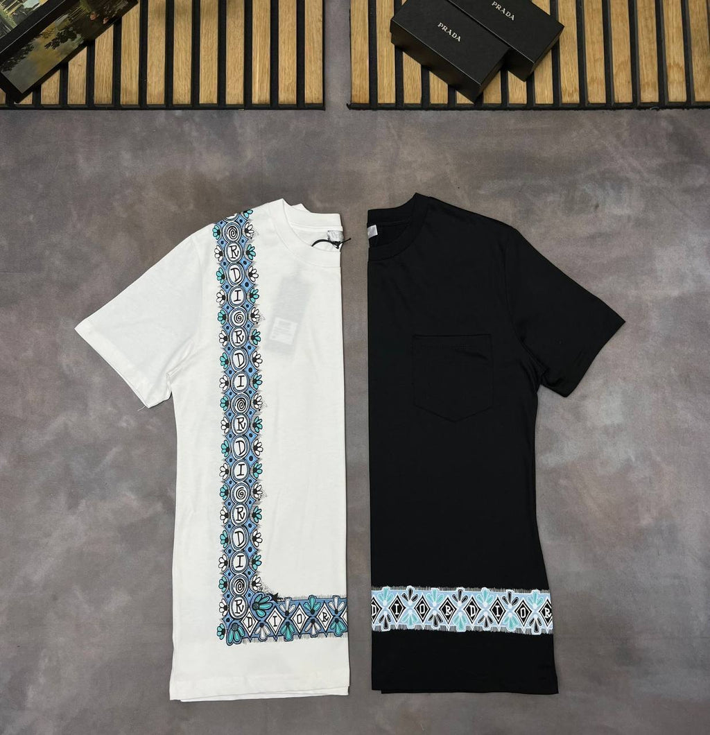 Dior and Shawn Stussy Asymmetrical Floral Print Oversized T-Shirt UK Reps AAA Quality