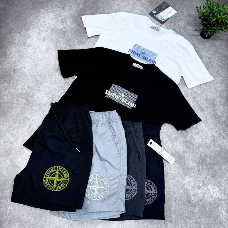 Stone Island Men's Luxury Compass Logo T-Shirts & Technical Shorts AAA Quality Reps UK