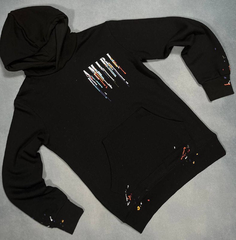 The Amiri Paint Drip Core Logo Hoodie UK Reps AAA Quality