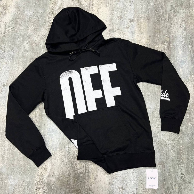 Off-White Big Off Diagonal Skate Hoodie in Black/White UK Reps AAA Quality