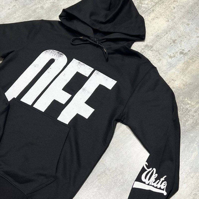 Off-White Big Off Diagonal Skate Hoodie in Black/White UK Reps AAA Quality