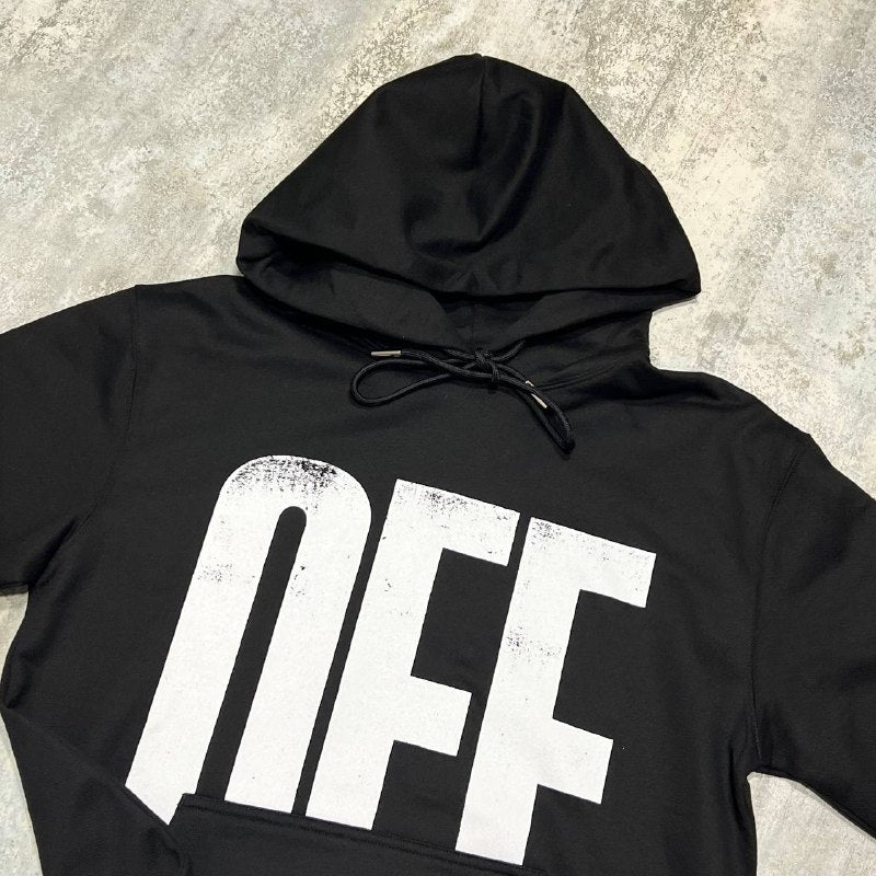 Off-White Big Off Diagonal Skate Hoodie in Black/White UK Reps AAA Quality