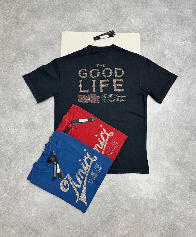 Amiri "The Good Life" & "For The Dreamers" Graphic T-Shirt Set UK Reps AAA Quality