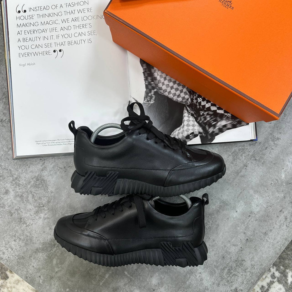 Hermès Men's Luxury Bouncing Black Leather Sneakers AAA Quality Reps UK