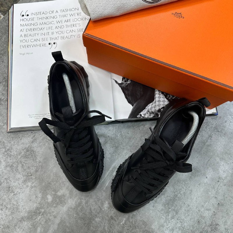 Hermès Men's Luxury Bouncing Black Leather Sneakers AAA Quality Reps UK