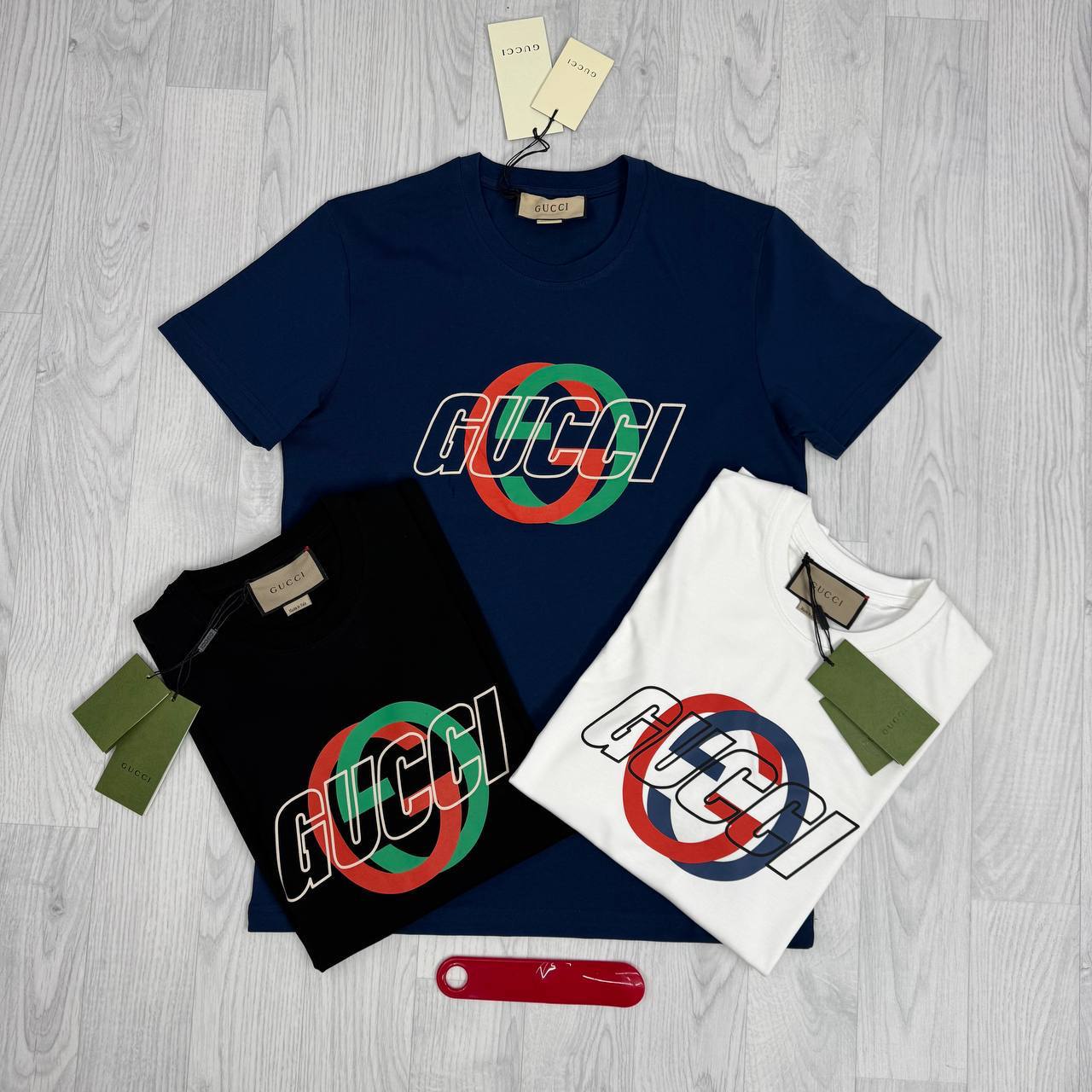 Gucci Interlocking G Graphic Cotton Jersey T-Shirts UK Reps