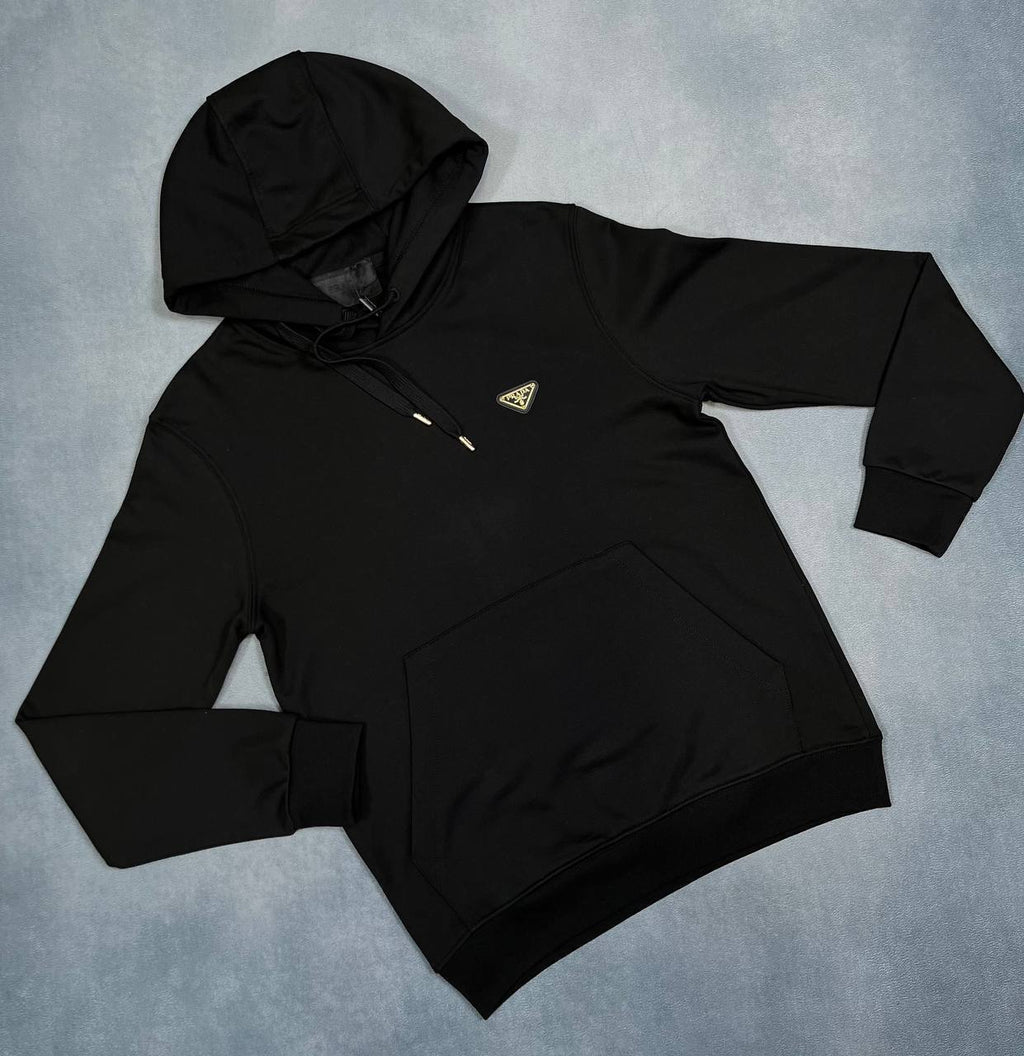 Prada Triangle-Logo Cotton Hoodie UK Reps AAA Quality