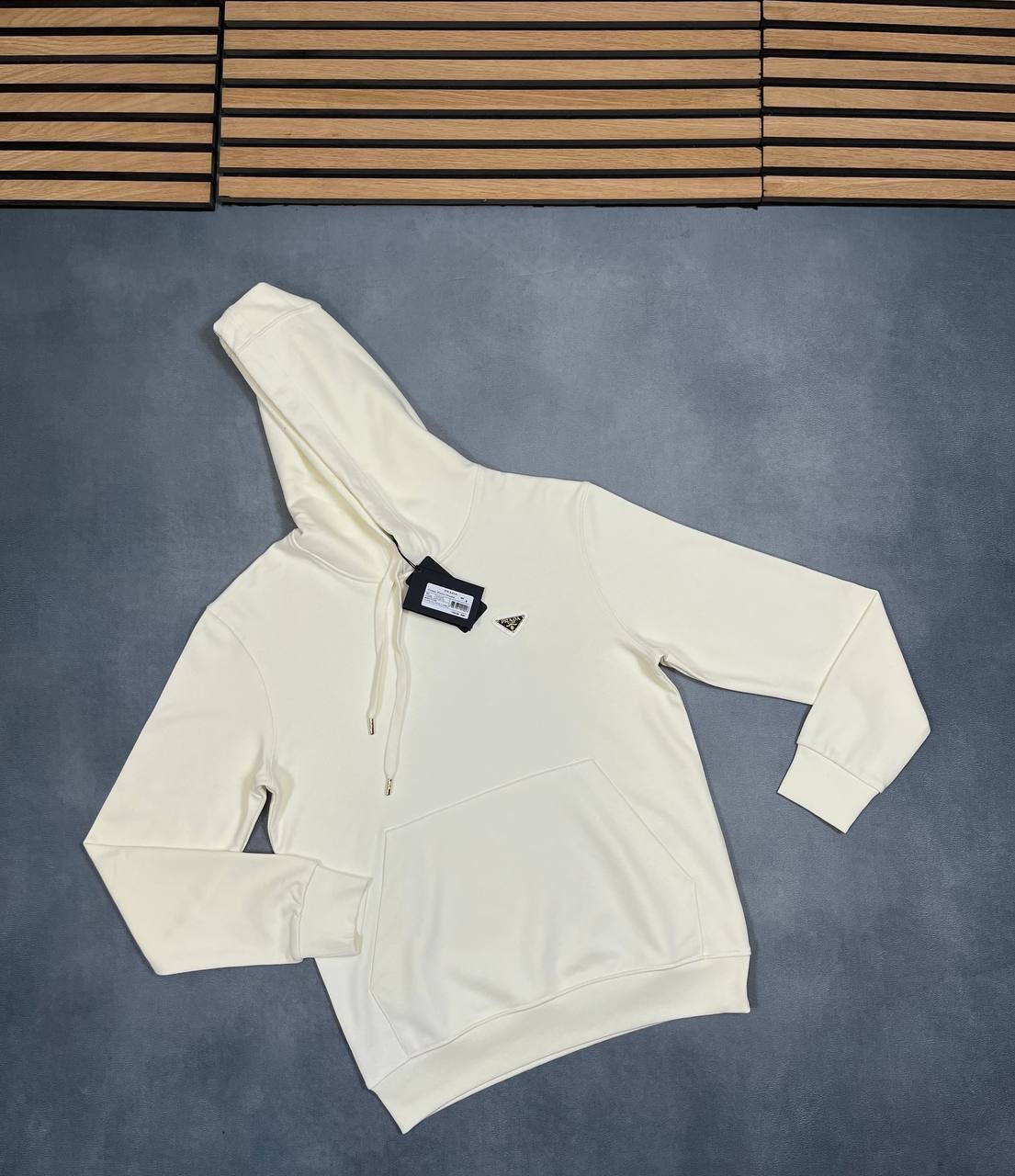 Prada Triangle-Logo Cotton Hoodie UK Reps AAA Quality