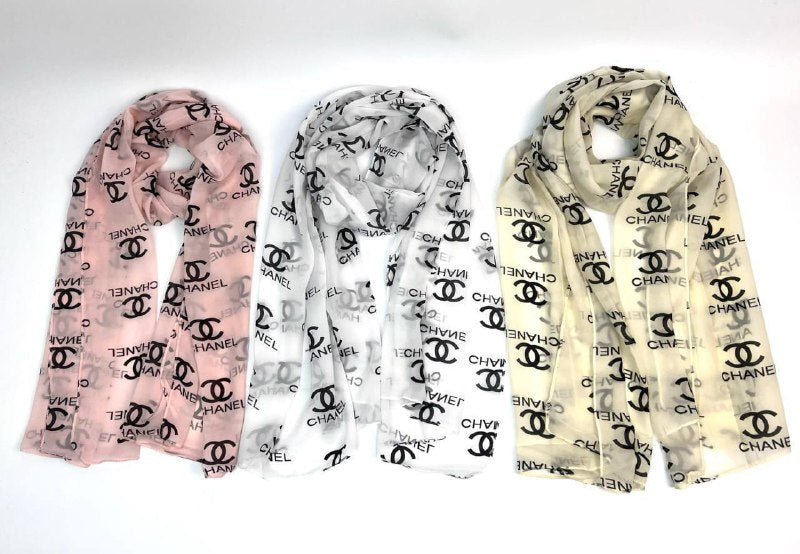 Chanel Women's All-Over CC Interlocking Monogram Chiffon Scarf Collection AAA Quality Reps UK
