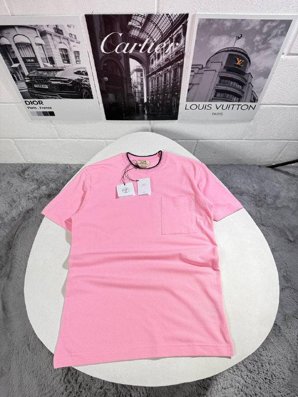 Hermès Men's Plain White T-Shirt with Chest Pocket UK Reps AAA Quality