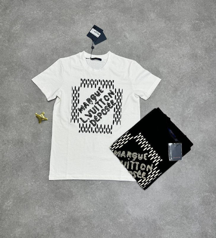 Louis Vuitton Embroidered Signature Cotton T-Shirt UK Reps AAA Quality