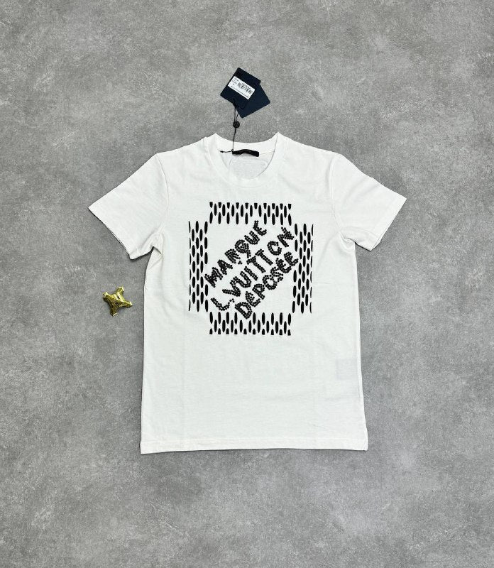 Louis Vuitton Embroidered Signature Cotton T-Shirt UK Reps AAA Quality