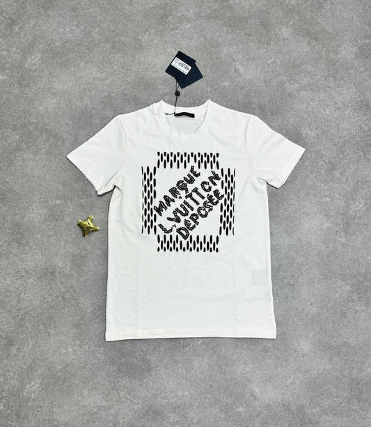 Louis Vuitton Embroidered Signature Cotton T-Shirt UK Reps AAA Quality