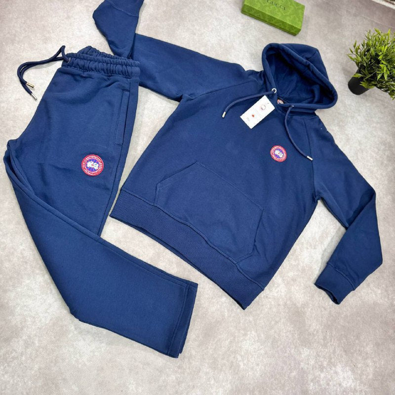 Canada Goose Huron Cotton-Jersey Hoodie & Jogger Tracksuit Set UK Reps AAA Quality