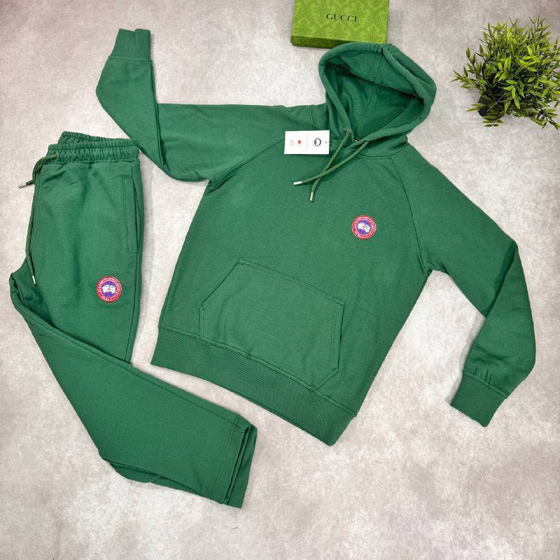 Canada Goose Huron Cotton-Jersey Hoodie & Jogger Tracksuit Set UK Reps AAA Quality