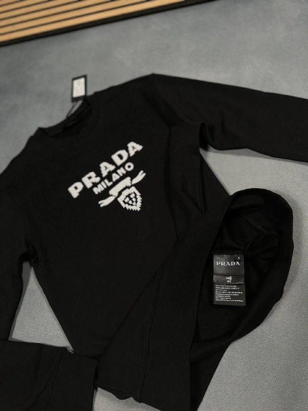 Prada Printed Cotton Fleece Crewneck Sweatshirt UK Reps AAA Quality