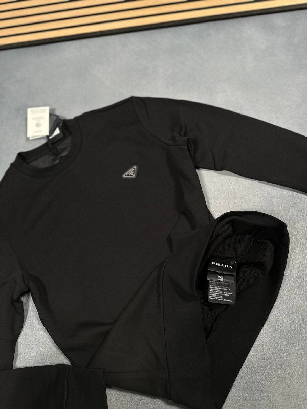 Prada Printed Cotton Fleece Crewneck Sweatshirt UK Reps AAA Quality