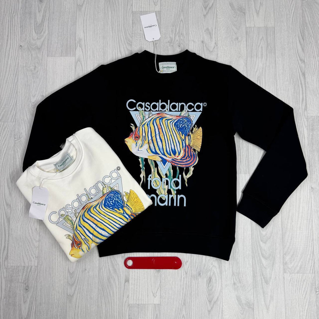 Casablanca Paris Men's Fond Marin Screen-Printed Organic Cotton Jumpers AAA Quality Reps UK