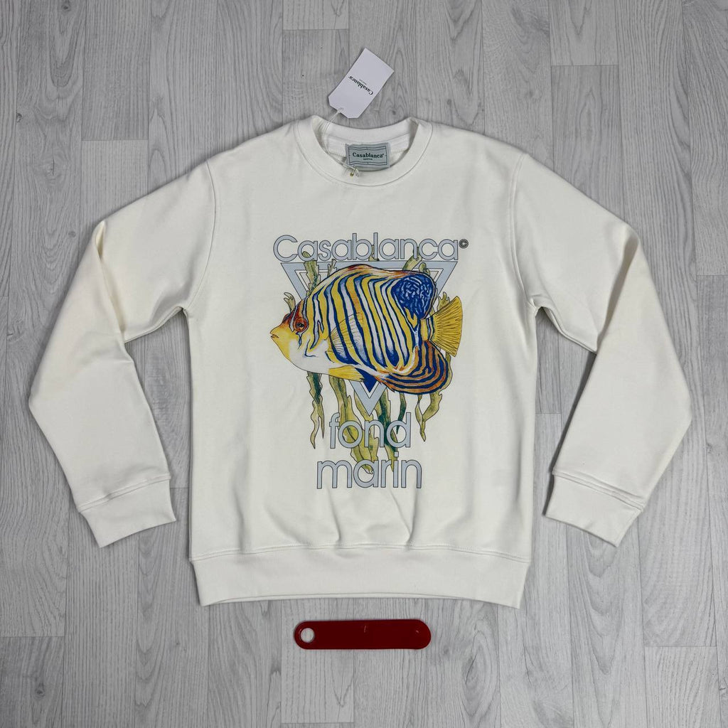 Casablanca Paris Men's Fond Marin Screen-Printed Organic Cotton Jumpers AAA Quality Reps UK