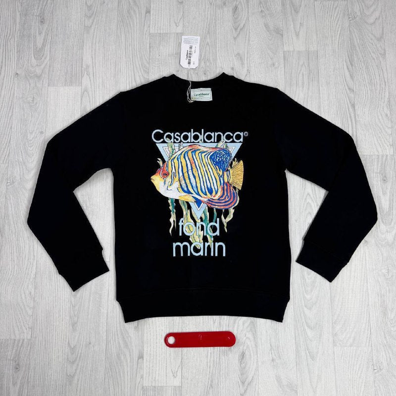 Casablanca Paris Men's Fond Marin Screen-Printed Organic Cotton Jumpers AAA Quality Reps UK