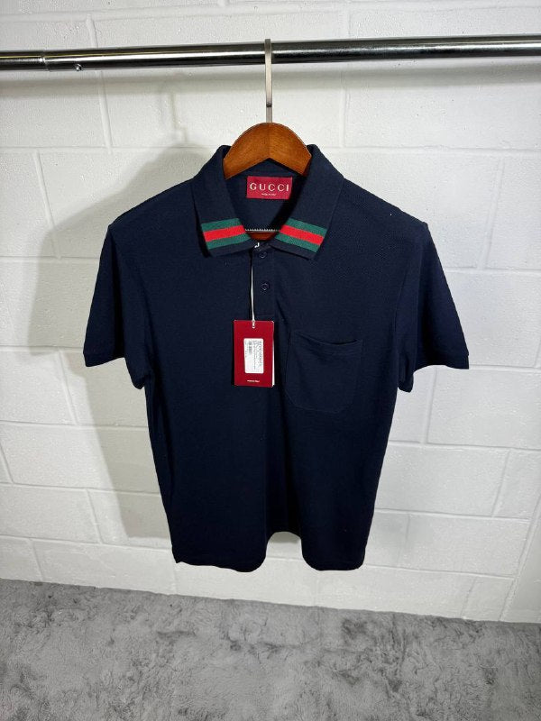 Gucci Cotton Piquet Polo Shirts with Web Collar UK Reps AAA Quality