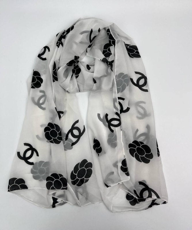 Chanel Women's All-Over CC Interlocking Monogram Chiffon Scarf Collection AAA Quality Reps UK