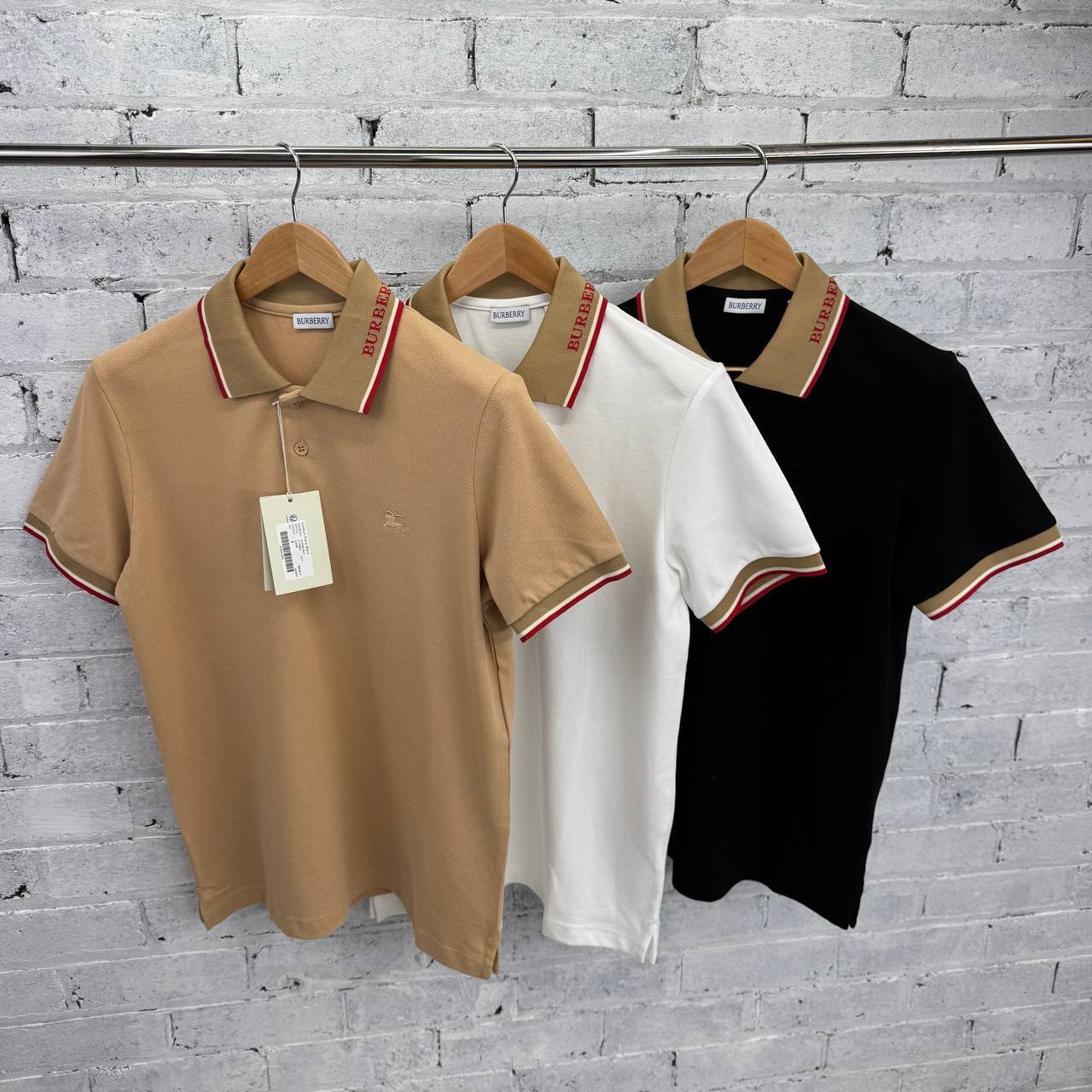 Burberry Men's Intarsia Logo Collar Cotton Piqué Polo Shirt Collection AAA Quality Reps UK