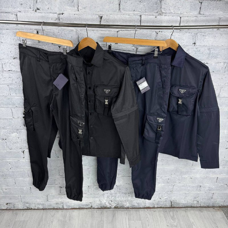 Prada Men's Re-Nylon Technical Buckle Overshirt & Cargo Pant Coordinates AAA Quality Reps UK