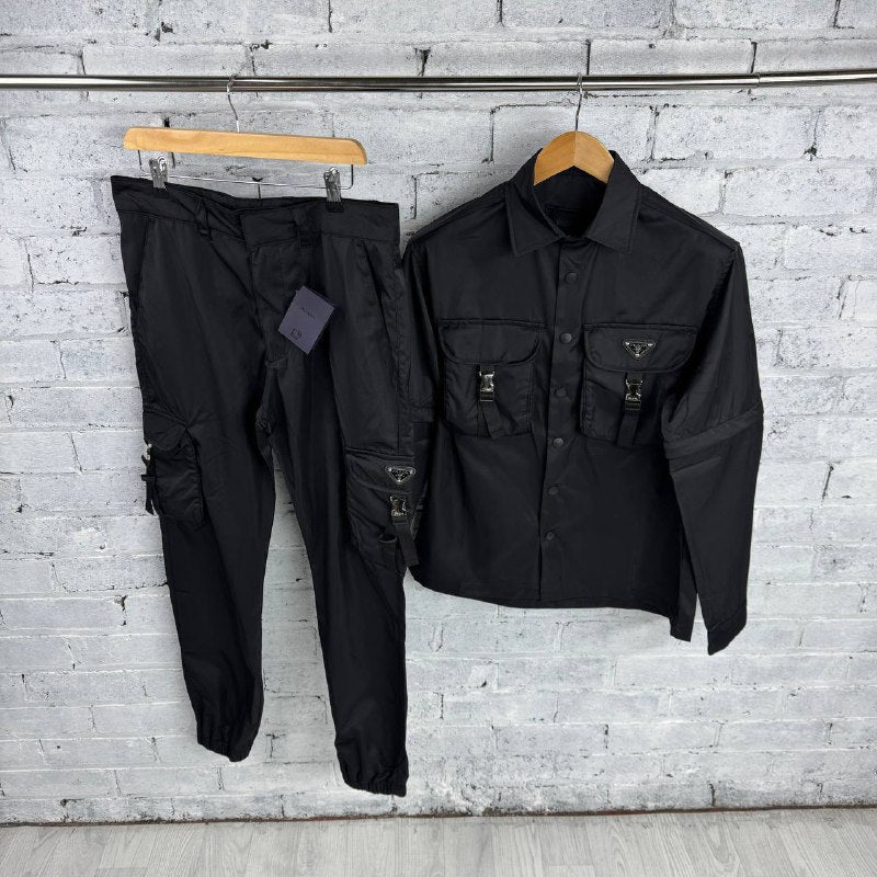 Prada Men's Re-Nylon Technical Buckle Overshirt & Cargo Pant Coordinates AAA Quality Reps UK
