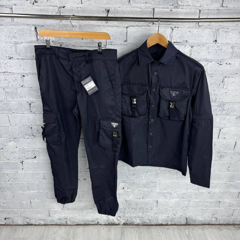 Prada Men's Re-Nylon Technical Buckle Overshirt & Cargo Pant Coordinates AAA Quality Reps UK