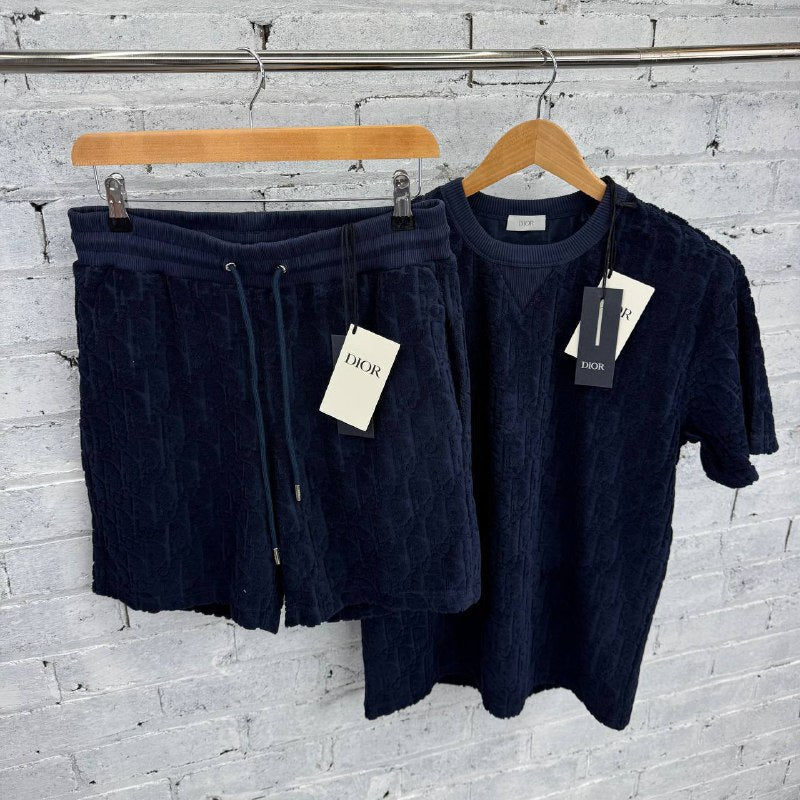 Dior Men's Oblique Terry Cotton Jacquard T-Shirt & Bermuda Shorts Collection AAA Quality Reps UK