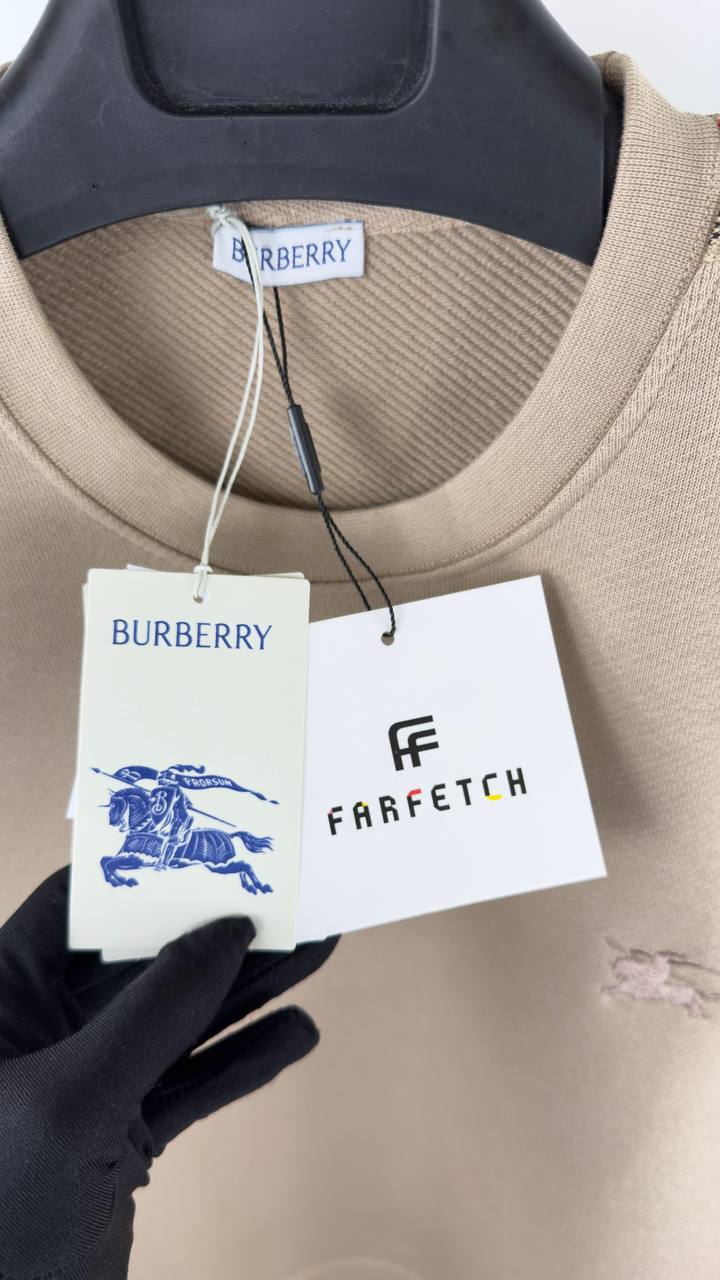 Burberry Check Trim Cotton Sweatshirt UK Reps AAA Quality