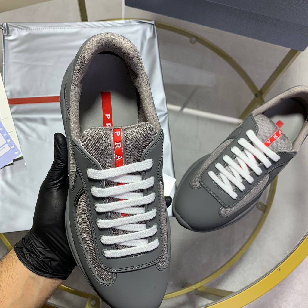 Prada America's Cup Bike Fabric Mens Sneakers Grey UK Reps AAA Quality
