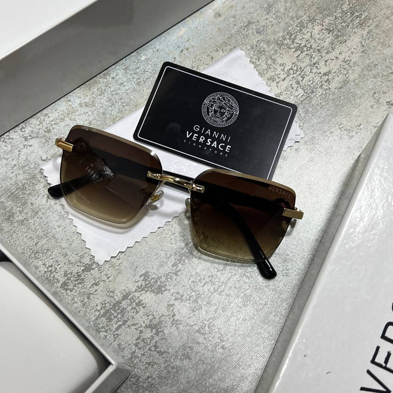 Versace VE2245 Medusa Logo Rimless Rectangle Sunglasses UK Reps AAA Quality