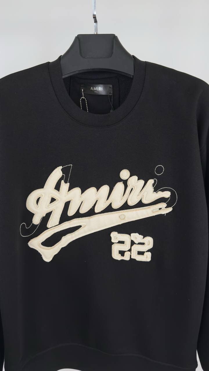 AMIRI Black '22' Logo Graphic Crewneck Sweatshirt UK Reps AAA Quality