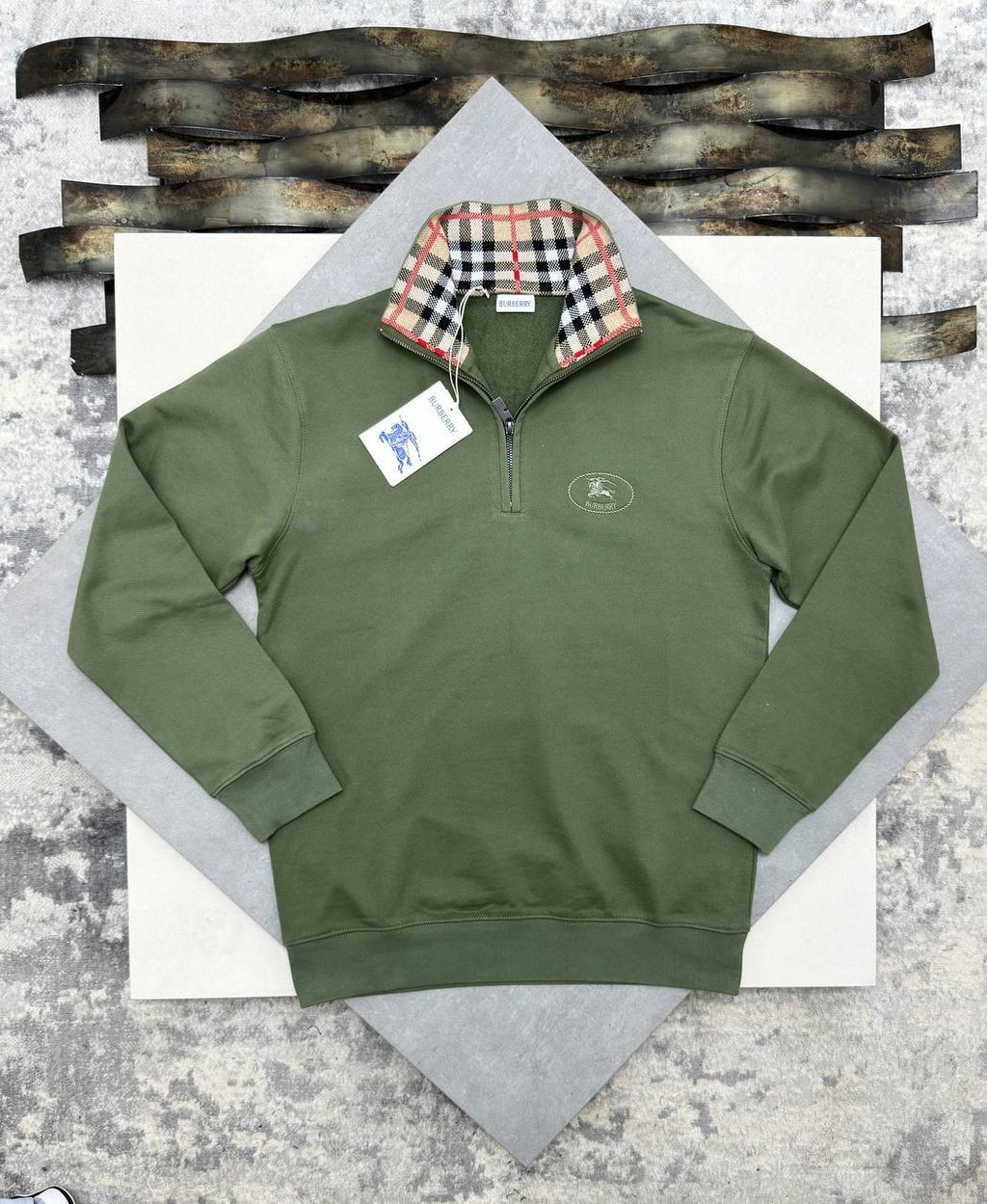 Burberry Check-Lined Half-Zip Sweatshirt UK Reps AAA Quality