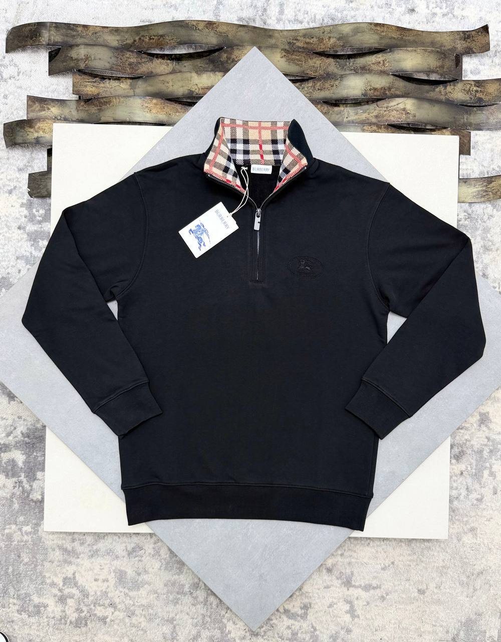 Burberry Check-Lined Half-Zip Sweatshirt UK Reps AAA Quality