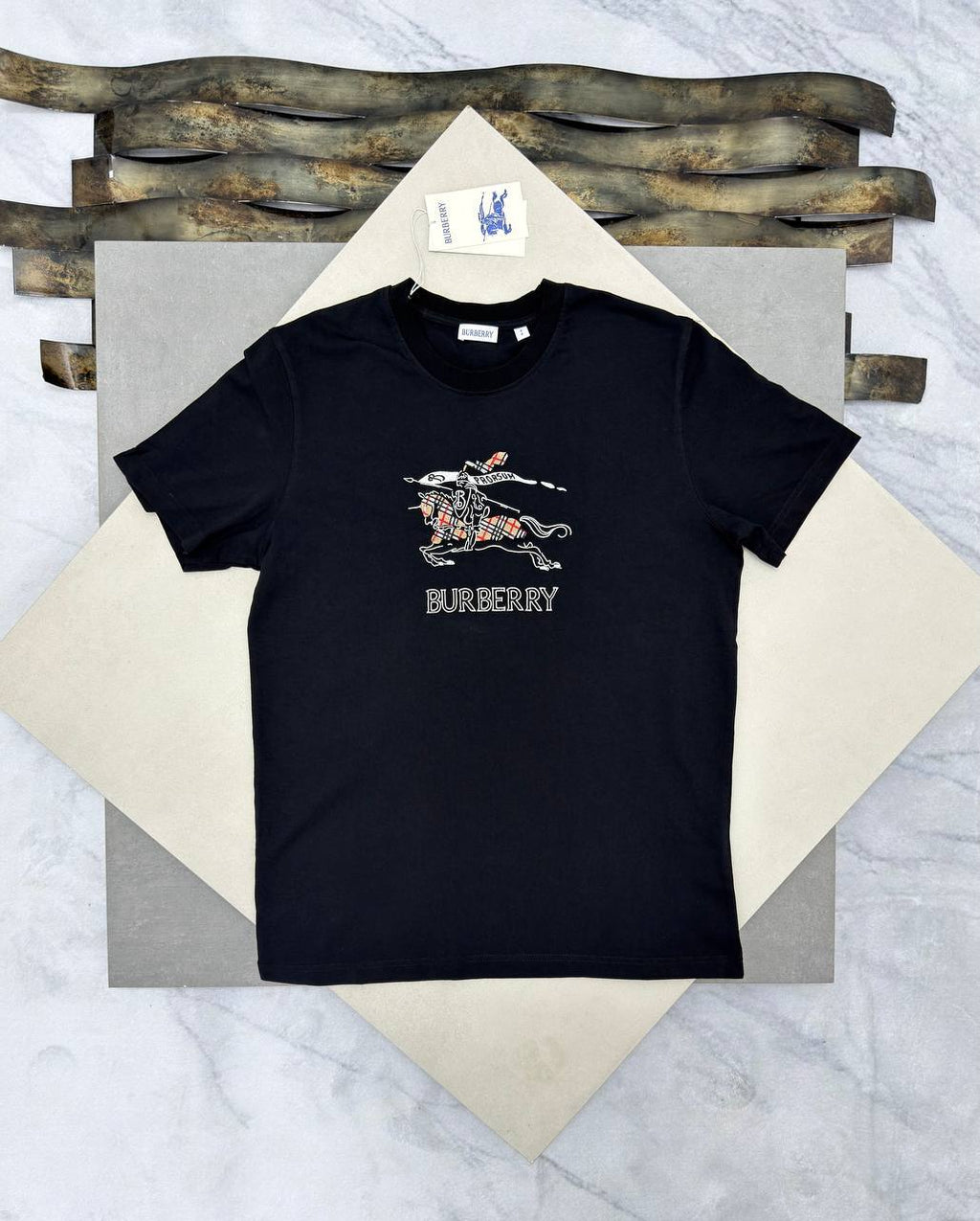Burberry EKD Sketch Cotton T-Shirt in Black UK Reps AAA Quality