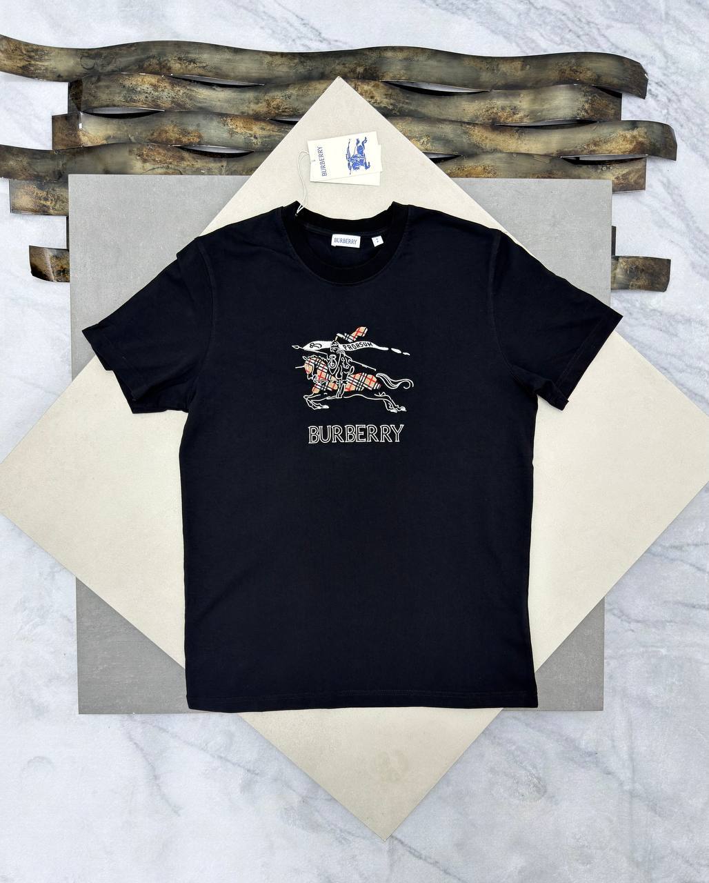 Burberry EKD Sketch Cotton T-Shirt in Black UK Reps AAA Quality