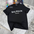 Balmain Paris Logo Print Cotton T-Shirt in Black UK Reps AAA Quality