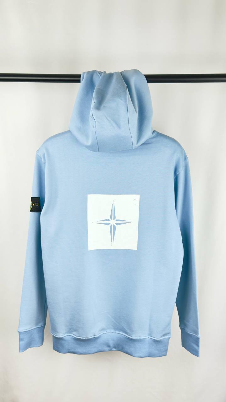 Stone Island Black Stencil Logo Hoodie - Compass Box Print UK Reps AAA Quality